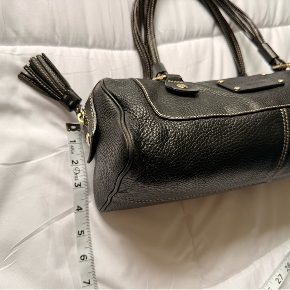 Kate Spade Barrel Bag Multiple Gathered Straps Black Pebbled Leather Early Y2K - Picture 7 of 10